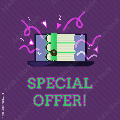 Conceptual hand writing showing Special Offer. Business photo text Discounted price Markdown Promotional Items Crazy Sale.
