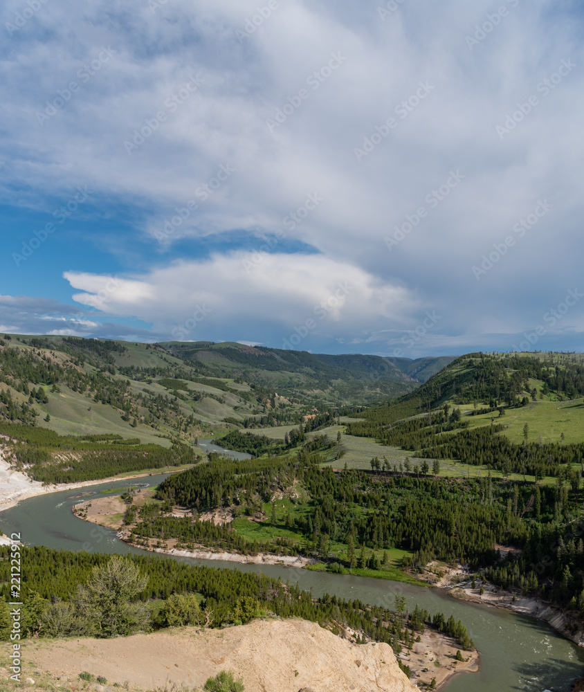Yellowstone River Winds Through Rolling Hills