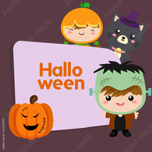 cute happy halloween trick or treat frankenstein costume kid