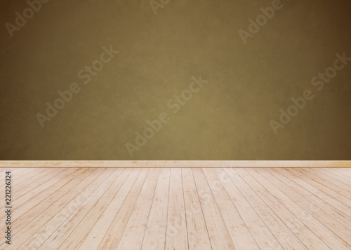 Brown cement wall with Wooden floor
