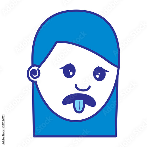 woman with nasty tongue gesture outside