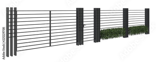 Modern Fence isolated on white background 3D illustration photo