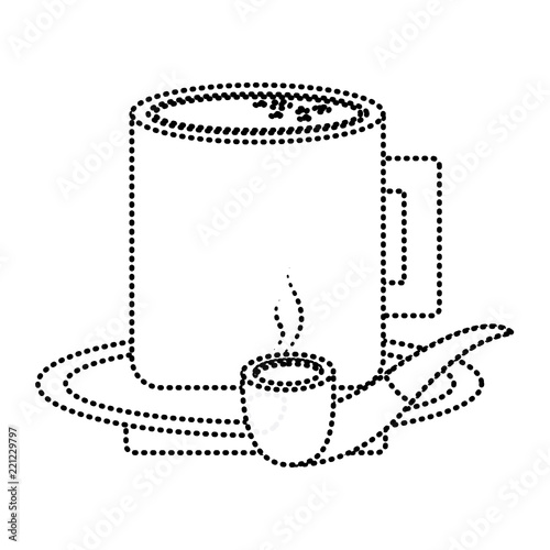tobacco pipe and coffee cup in plate