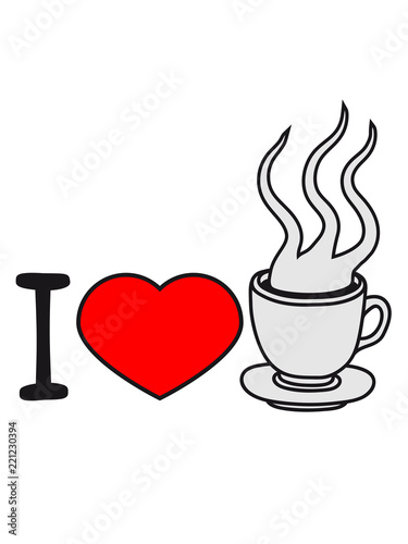 Herz I Love Liebe Heiss Glas Tasse Tee Kanne Kaffee Trinken Durst Kochen Getrank Schwarztee Cafe Lecker Comic Cartoon Clipart Stock Illustration Adobe Stock