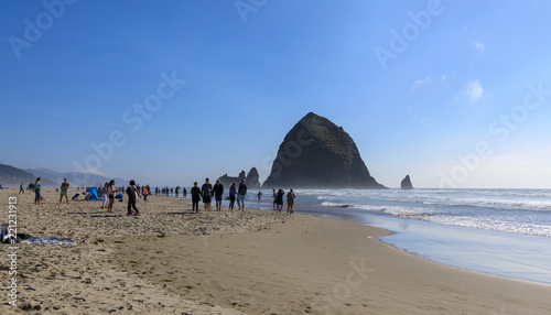 Haystack Rock in Cannon beach, Tourist attraction in Oregon photo