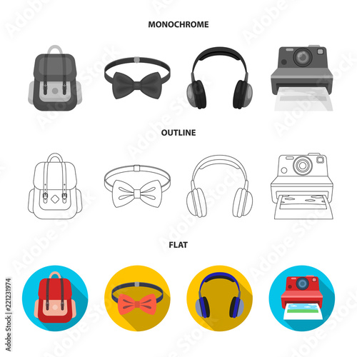 Hipster, fashion, style, subculture .Hipster style set collection icons in flat,outline,monochrome style vector symbol stock illustration web.