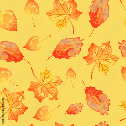 Autumn leaves seamless pattern vector illustration