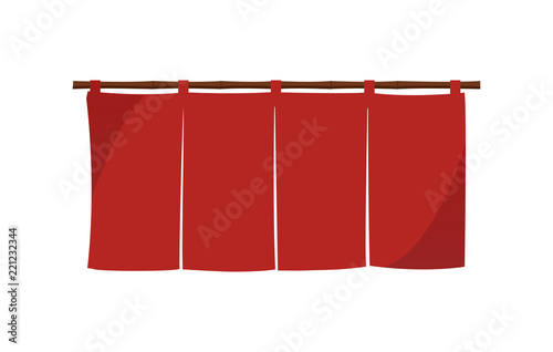 Japanese store curtain illustration (red)