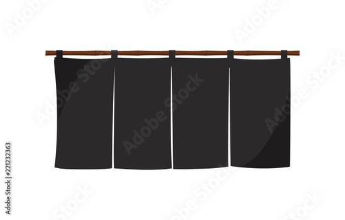 Japanese store curtain illustration (black)