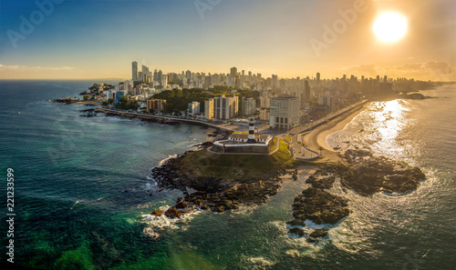 Aerial View of Farol da Barra in Salvador, Bahia, Brazil