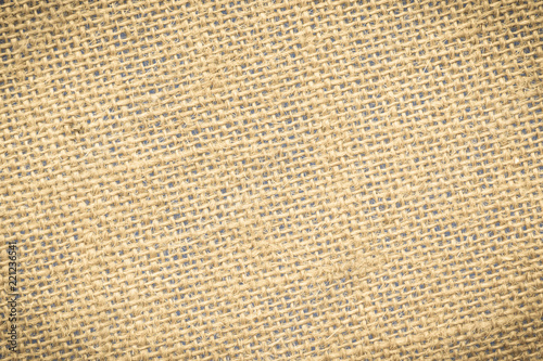 Closeup of woven jute sack as background texture