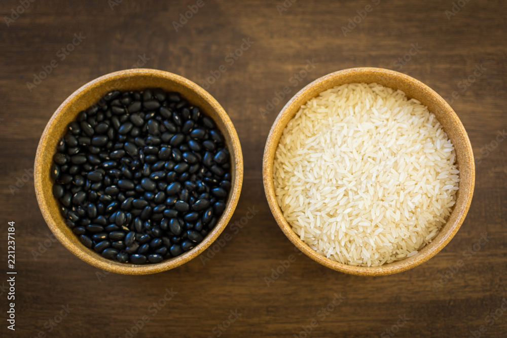 grains of white rice with carioca beans - brazilian food grains of white rice with carioca beans - brazilian food