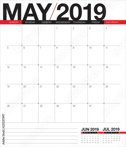May 2019 desk calendar vector illustration