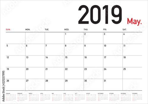 May 2019 desk calendar vector illustration