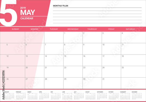 May 2019 desk calendar vector illustration