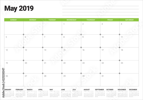 May 2019 desk calendar vector illustration