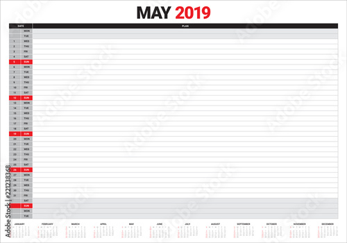 May 2019 desk calendar vector illustration