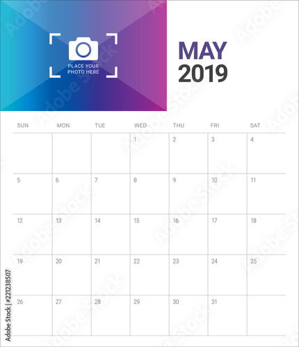May 2019 desk calendar vector illustration