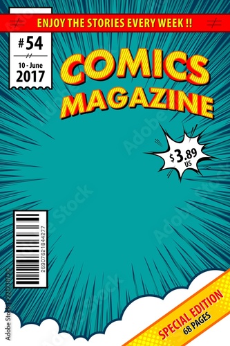 Comic book cover. Vector illustration.