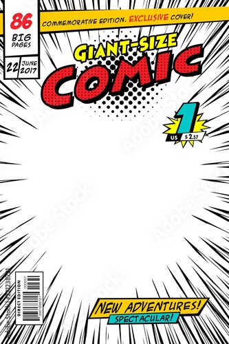 Comic book cover. Vector illustration style cartoon.