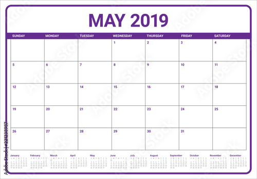 May 2019 desk calendar vector illustration