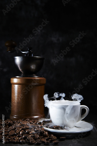 Coffee grinder mill with coffee cup 