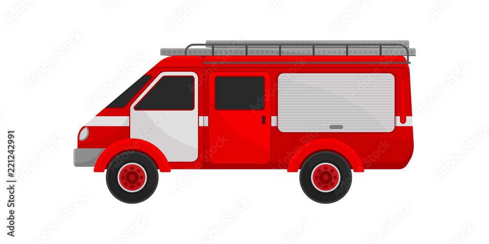 Fire van car, emergency service vehicle vector Illustration on a white background Fire van car, emergency service vehicle vector Illustration on a white background