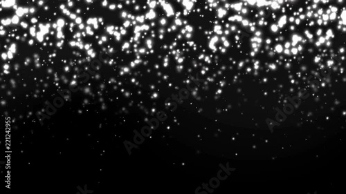 Shiny silver glitter sparkles rain falling down. 4K animation. photo