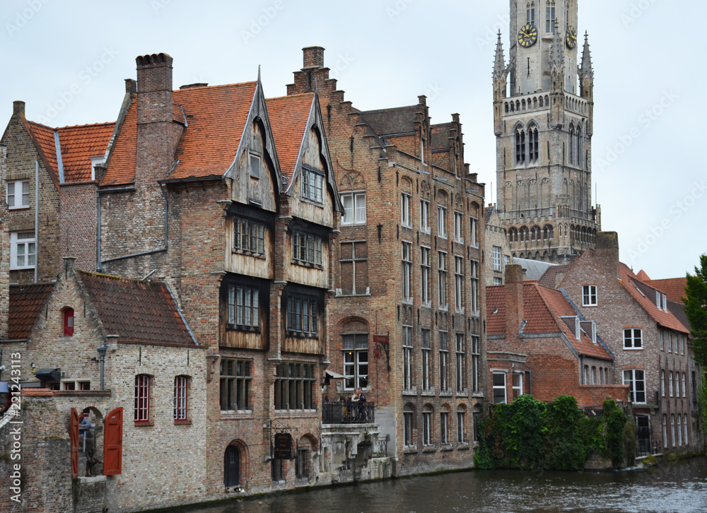 Old buildings near canal in Brugge, Flanders, Belgium Old buildings near canal in Brugge, Flanders, Belgium