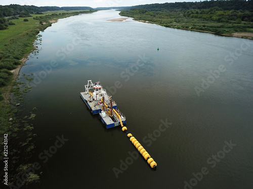 фотографія Aerial view of river deepening