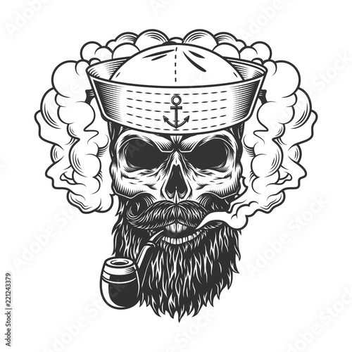 Skull in smoke cloud