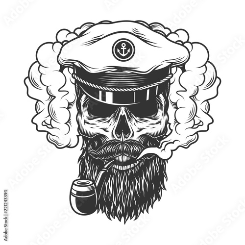Skull in smoke cloud