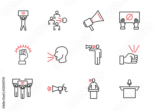 Speak out outline icon collection. Loud opinion vector illustration.
