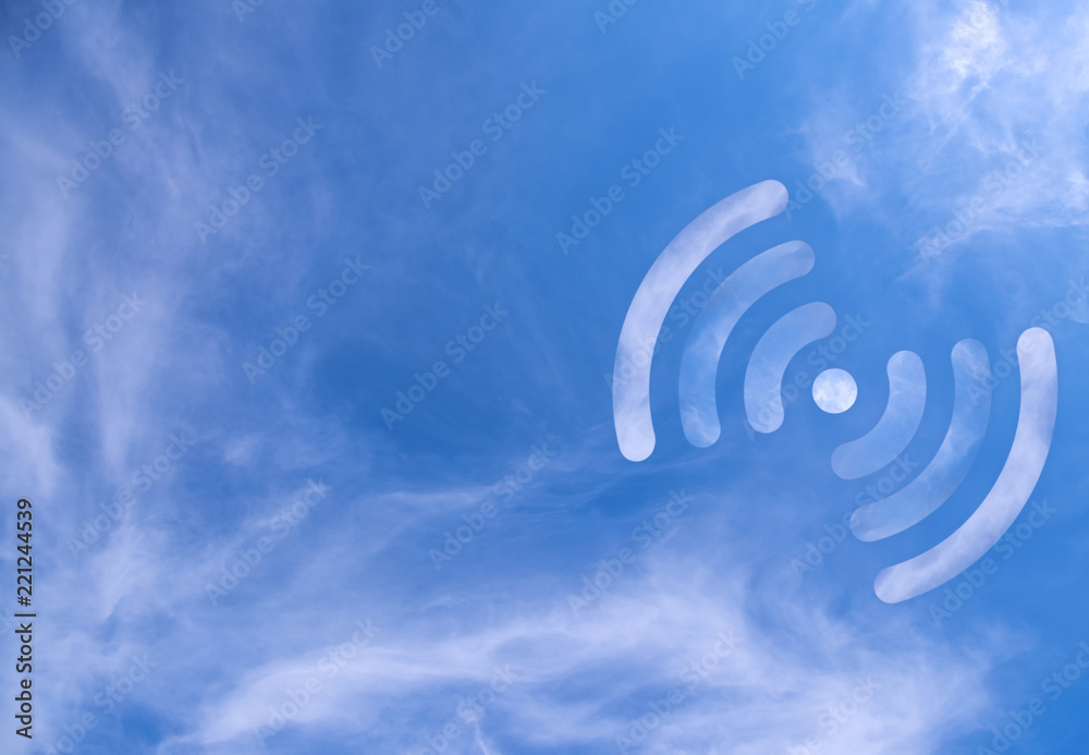 Obraz premium Clouds in the shape of a WiFi symbol on a sky background