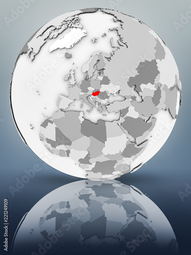 Hungary on political globe