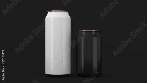 Big white and small black gold soda cans mockup