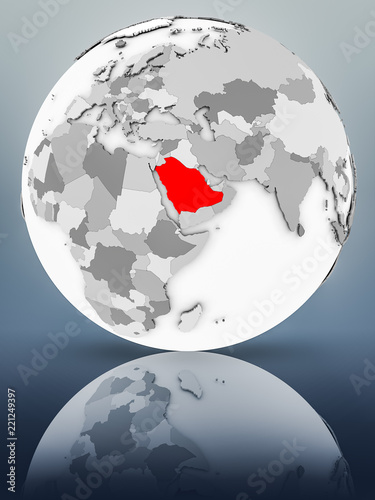 Saudi Arabia on political globe