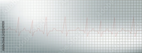 Banner with cardiogram in flat style.