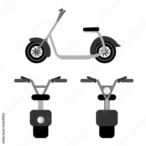 Electric scooter icons set in flat style.