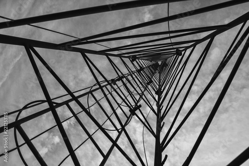 View from below triangular communications tower photo