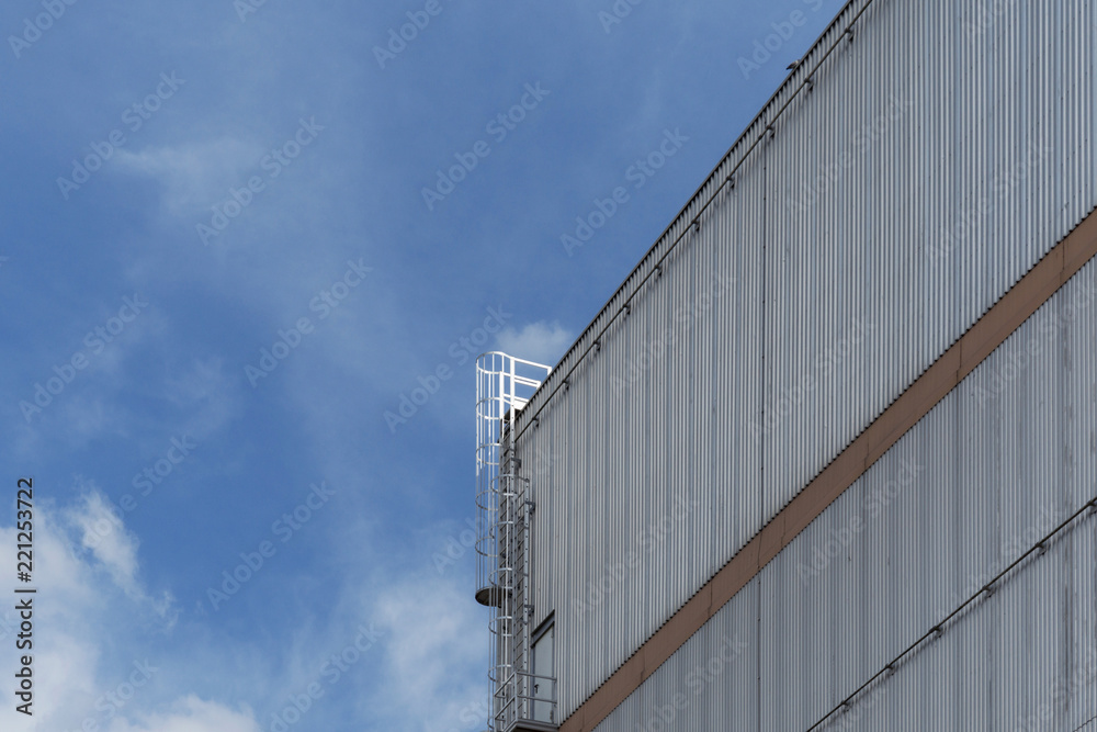 Ladder Running Along Side Factory Wall Ladder Running Along Side Factory Wall