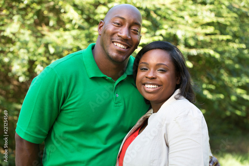 African American Couple talking and laughing.