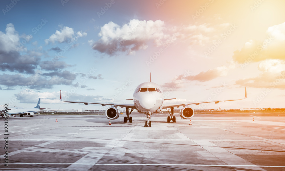Naklejka premium Passenger airplane on runway