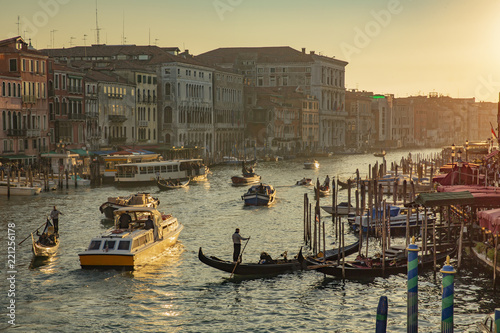 View from Rialto Bridge in Venice Italy before sunset