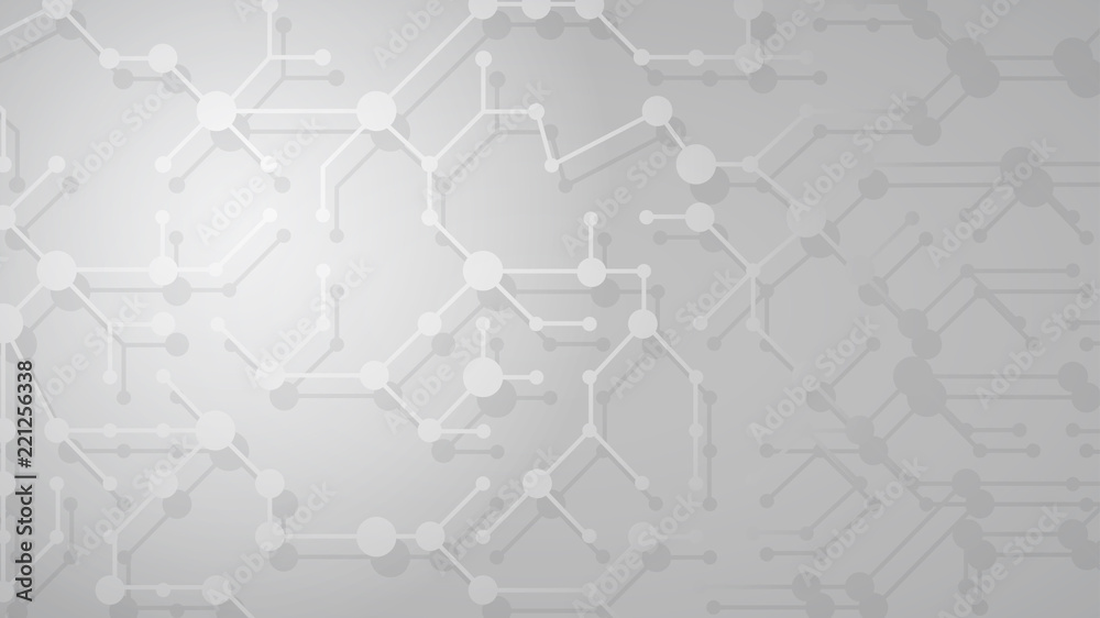 Abstract illustration of white connecting lines and dots with shadows on gray background Abstract illustration of white connecting lines and dots with shadows on gray background