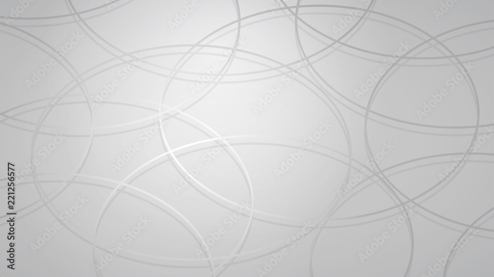 Abstract background of intersecting circles with shadows in gray colors