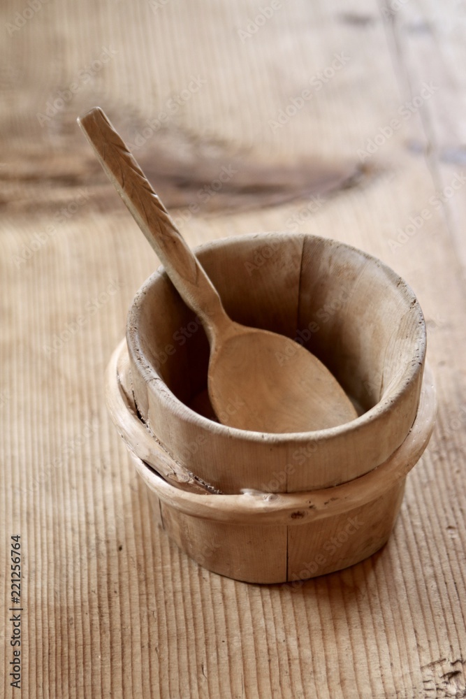 wooden cup with spoon utesil wooden cup with spoon utesil