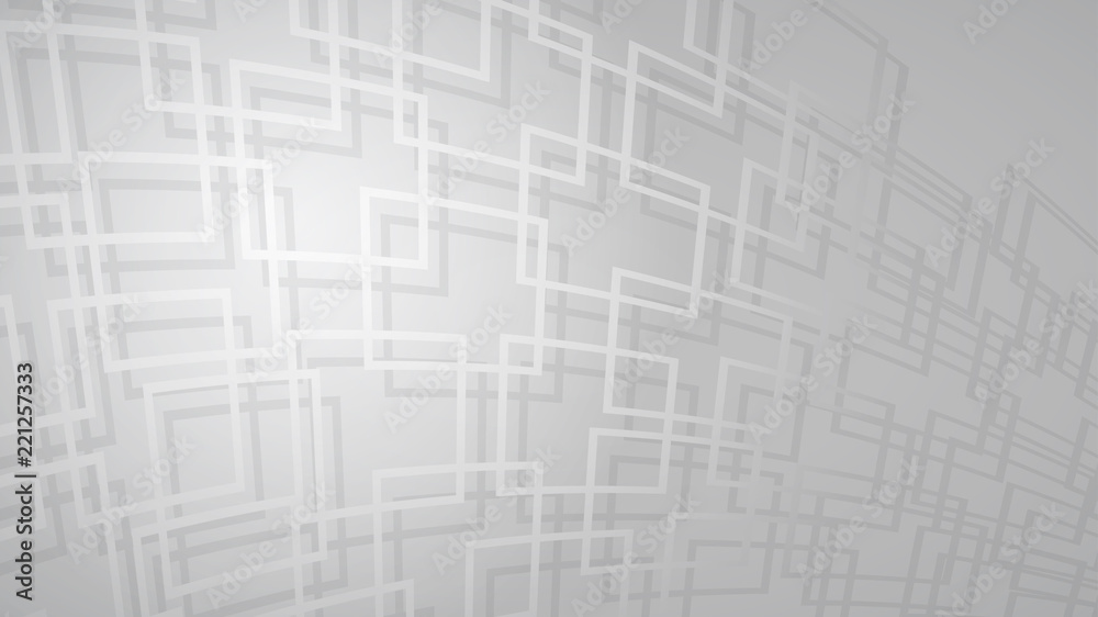 Abstract background of intersecting squares with shadows in gray colors