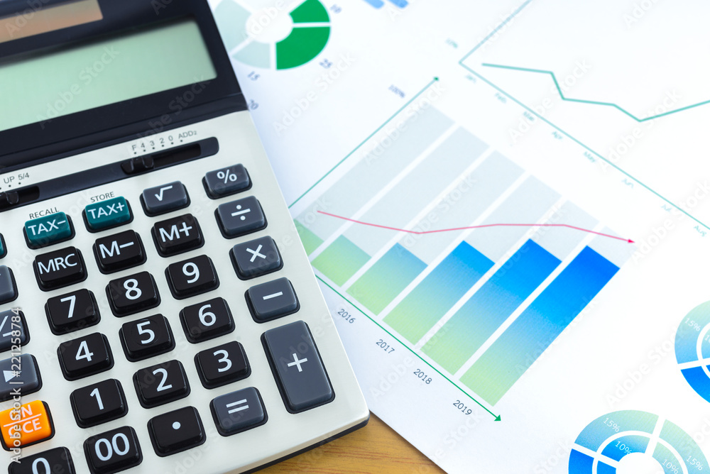 Calculator with Business Graphs finance document. Calculator with Business Graphs finance document.