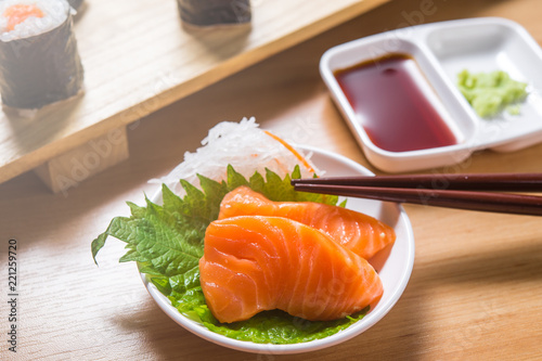 Japanese food salmon Sashimi